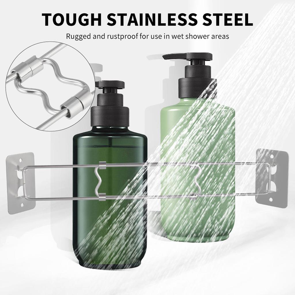 RV Shower Corner Storage Bar, Adjustable Stainless Steel Bathroom Corner Storage Bar for Camper