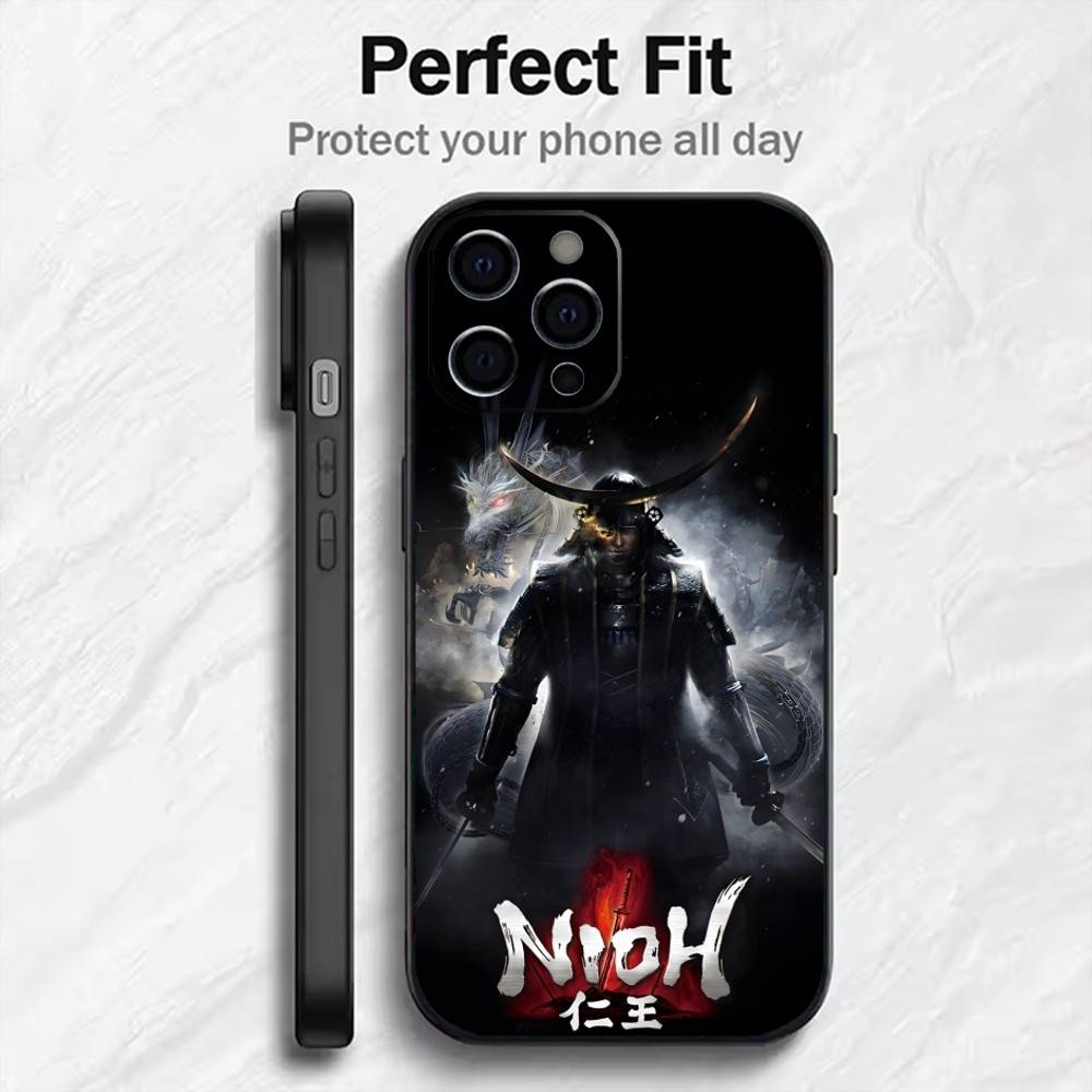 Game Panting N-Nioh2 Phone Case For iPhone17,16,15,14,13,12 Plus,Max Soft Silicone Black Cover