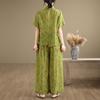 DIMANAF 2026 Plus Size Summer Pants Suits Women Sets Suits Loose Tops Shirts Long Pants Loose Casual Print Clothing