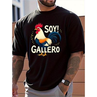 European Sizes Funny Rooster Pattern Design Men T-Shirt for Men, Regular Fit Round Neck T-Shirt, Durable Fabric Funny T Shirts