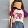 Tutu Little Elephant Girls' Short Sleeve Cartoon Raglan T-Shirt