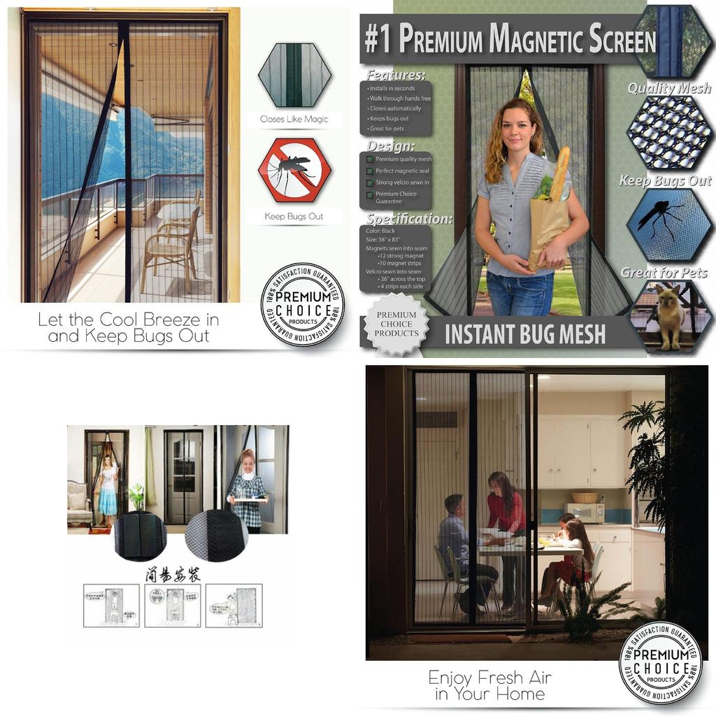 Premium Quality Magic Mesh Net Screen Door With Magnetic Closure For Bug-free Living