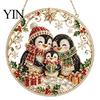 Holiday Art Decoration Christmas Faux Diamond Ornament Kit, Santa Angel Sun Catcher DIY Acrylic Detailed Printed Symbol Design Round Board,