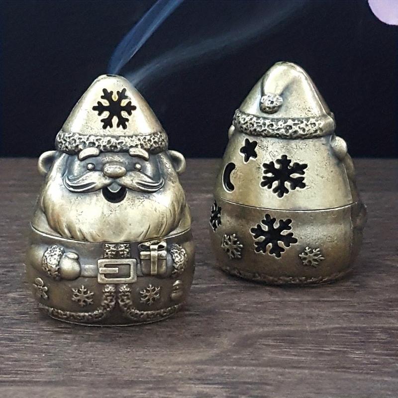 Metal Santa Claus Incense Burner With Hollow Snowflake Design Perfect For Christmas Home Decor Aromatherapy Meditation
