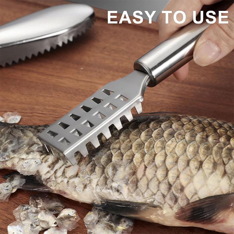 Fish Scale Remover Set Stainless Steel Fish Scale Seafood Scraper Sawtooth Easily Remove for Chef and Home Cooks Fish Cleaning
