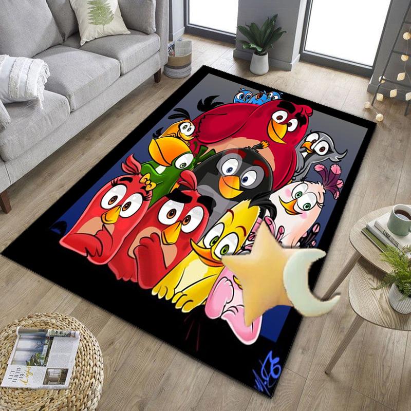 Red Birds Characters Collage Office Rug Chair Mat, Game Carpet, Suitable for Front Door, Bedroom, Living Room, Desk, Holiday Gift
