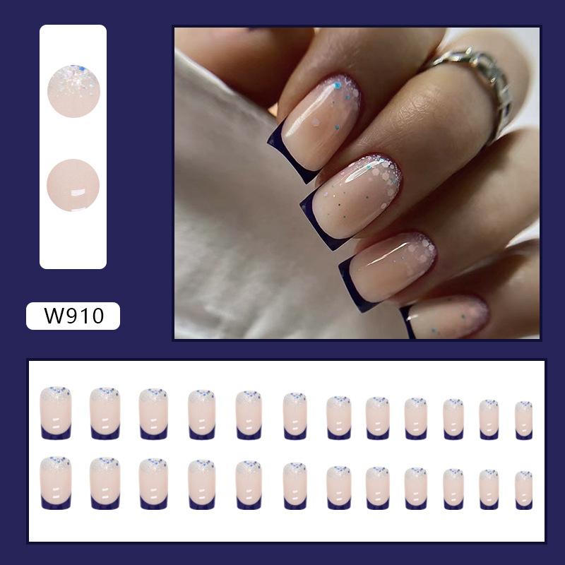 Retro And Elegant Spring And Summer Flower Manicure Fashion European And American Style Almond A Square Nail Piece Finished Product Mixed Batch