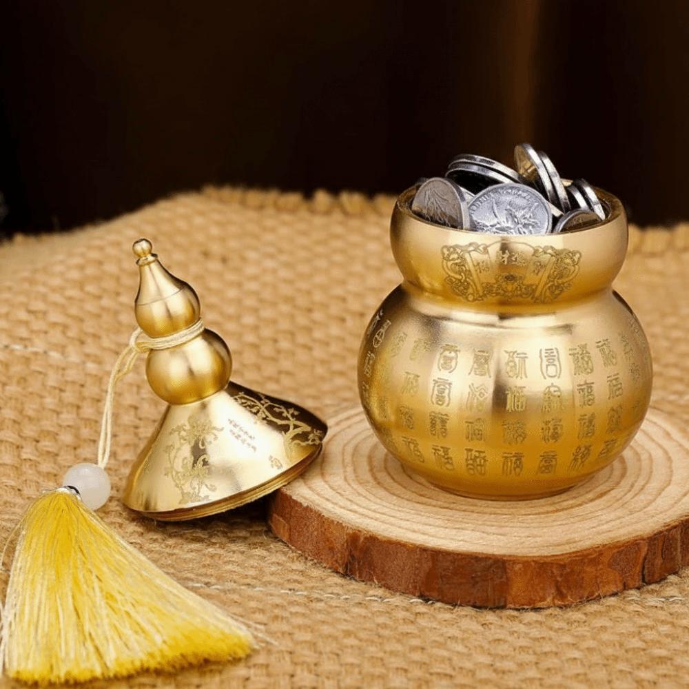 Mini Size Brass Feng Shui Gourd Chinese-Style Wealth-Bringing Gourd  Desktop Decoration