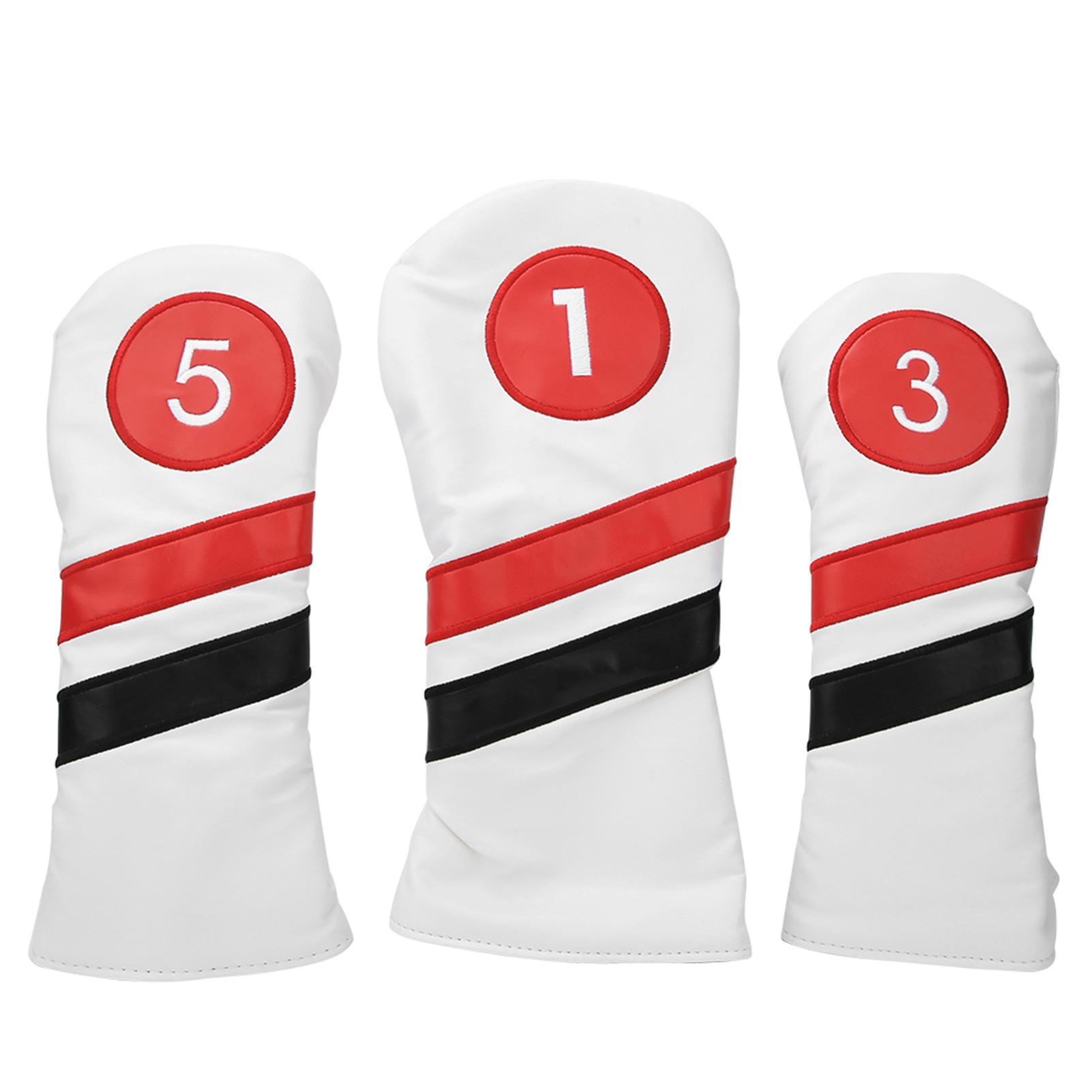 

3PCS PU Leather Waterproof Thicken Lining Putter Head Cover Wooden Headcovers Accessory
