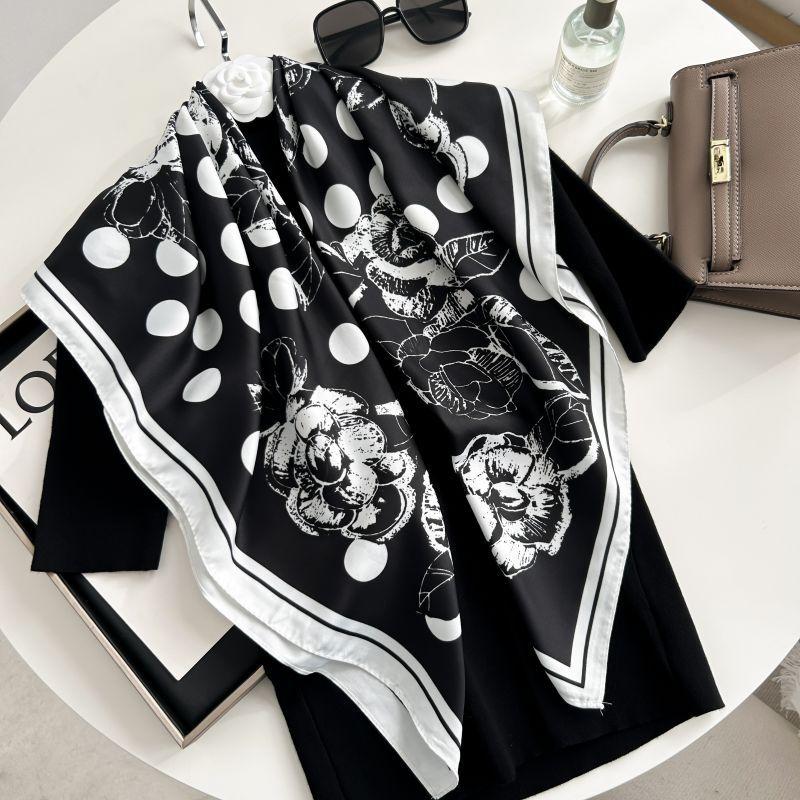 Letra Estampada Seda Imitada de Alta Qualidade Lenço de Seda Twill Decorativo Feminino