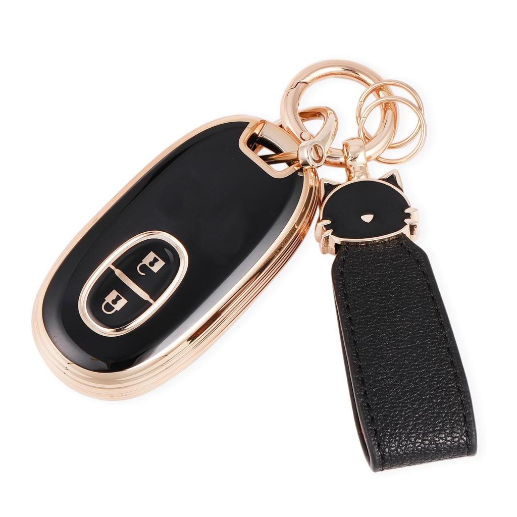 ZANEKO Alto Key Case Compatible with Suzuki Wagon R Key Nissan Roox Smart Key Wagon R and MR Wagon Key Cat Gold Black Cover, Case, Stingray, Holder,