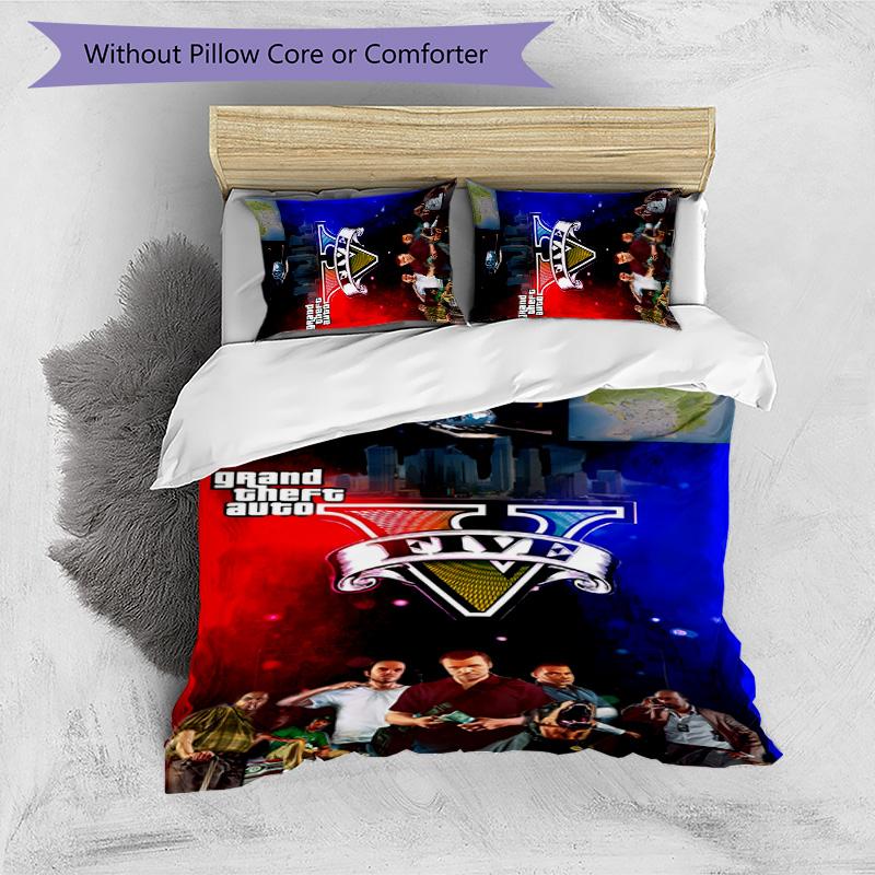 GTA 3pcs Bedding Set Duvet Cover Closure Includes 1 Duvet Cover & 2 Pillowcases for All Seasons Bedroom Home Dorm Decor