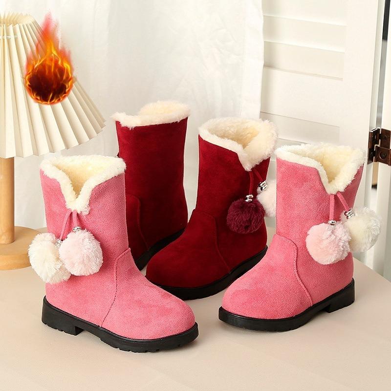 Girls' New Fleece-lined Snow Boots, Children's Cotton Shoes