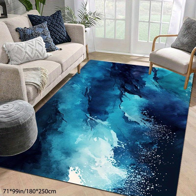 Diamond Velvet Dot Plush Base Blue Abstract Pattern Rug Living Room Bedroom Balcony Machine Washable Indoor Outdoor Carpet