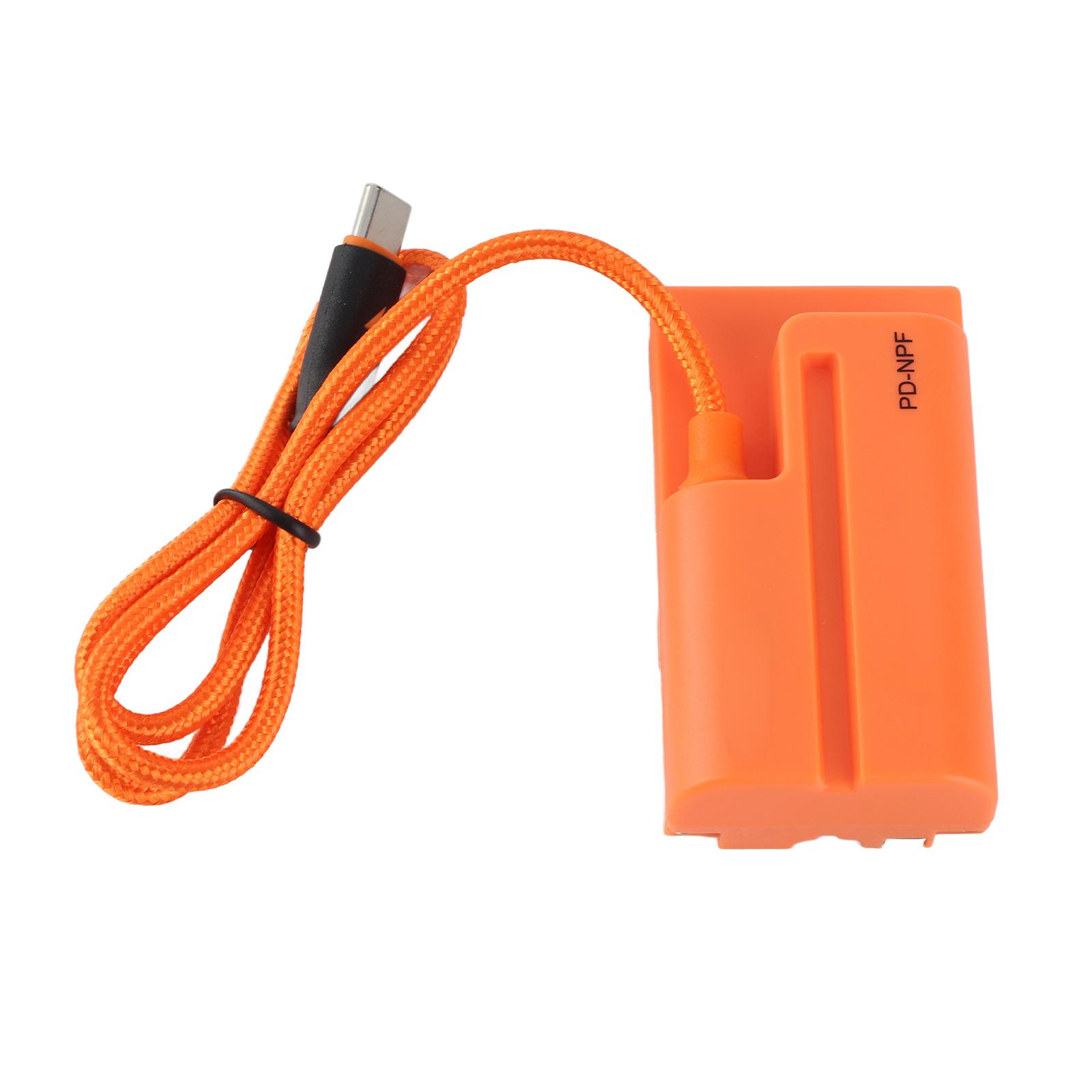 

ZGCINE DT NPF D Tap to NPF Dummy Battery Braided Cable DC Coupler Accessory for Monitors LED Video Light Microphone Type-C to NPF Dummy Battery оранжевый