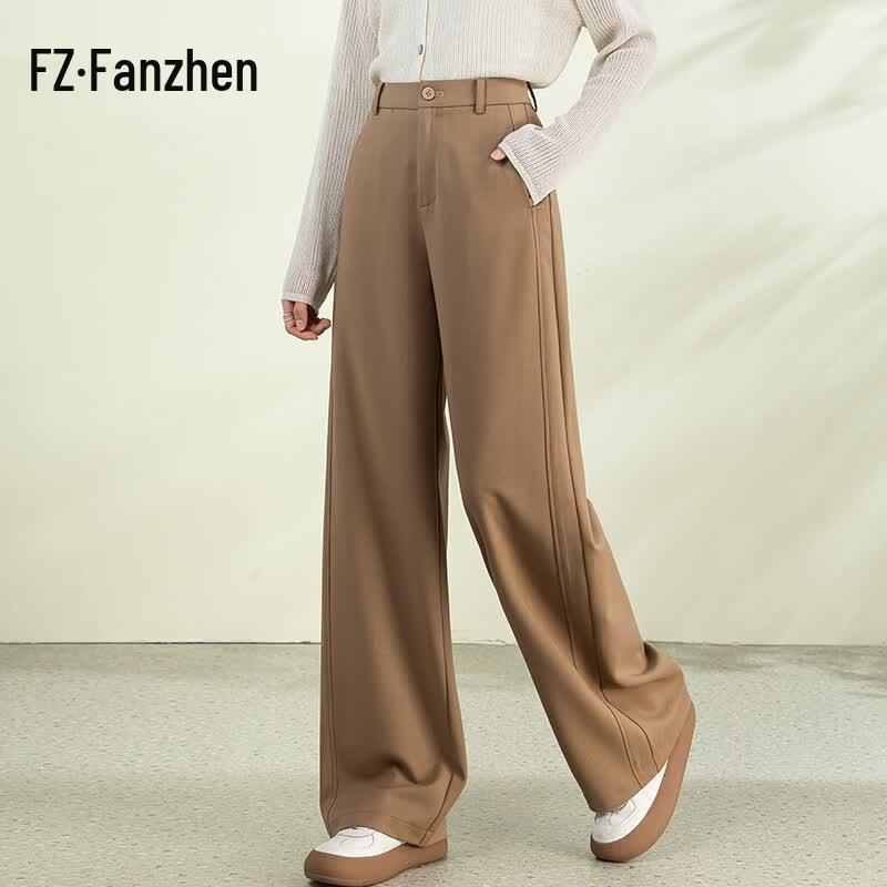 Fanzhen Women s High-Waist Wide-Leg Wool Blend Casual Pants 26
