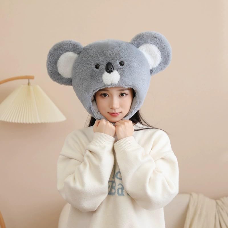 [RUIXIA1] Animal Hats, Giraffe and Koala Designs, Headgear for Kids and Adults, Cute Animal Hat, Kigurumi Head Cover, Halloween, School Festivals,