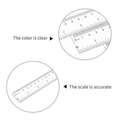 20cm 8 Inch Clear Plastic Ruler, Straight Ruler Measuring Tool with Easy-to-Read Scale, for Students, Schools, Stationery Supplies