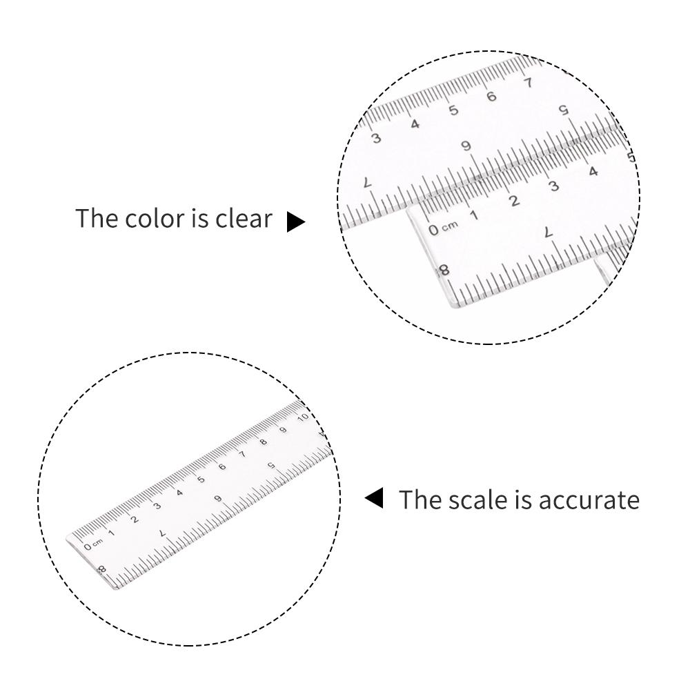 20cm 8 Inch Clear Plastic Ruler, Straight Ruler Measuring Tool with Easy-to-Read Scale, for Students, Schools, Stationery Supplies