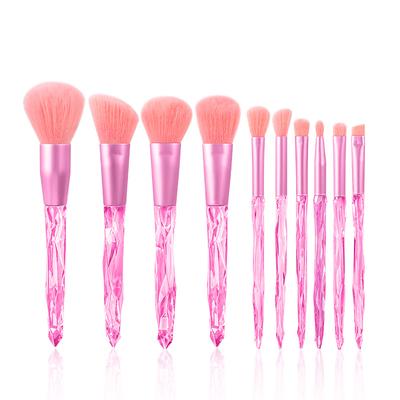 10 Stück/Set Faux-Kristallgriff Make-up Pinsel Tragbares Puder Rouge Lidschatten Augenbrauen Lippen Multifunktions Kosmetikpinsel Set
