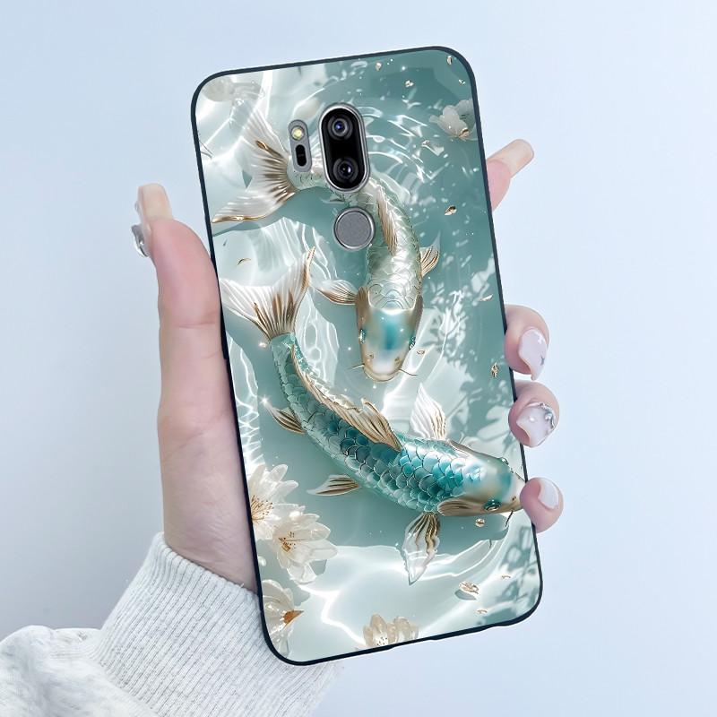 Case For LG G7 ThinQ Casing G710EM Cute Love Rabbit Funny Cartoon Ultra Slim TPU Black Silicone Soft Case LG G7 Plus Phone Cover