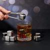 4/6PCS Stainless Steel Ice Cubes with Ice Clip Reusable Whiskey Stones Vodka for Family Party Wine Beer Cooler Bar Chiller Tool