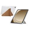 For Samsung Galaxy Tab A9+ Case Y-Fold Stand Pyramid-Patterned Leather+Clear Acrylic Tablet Cover with Pencil Holder