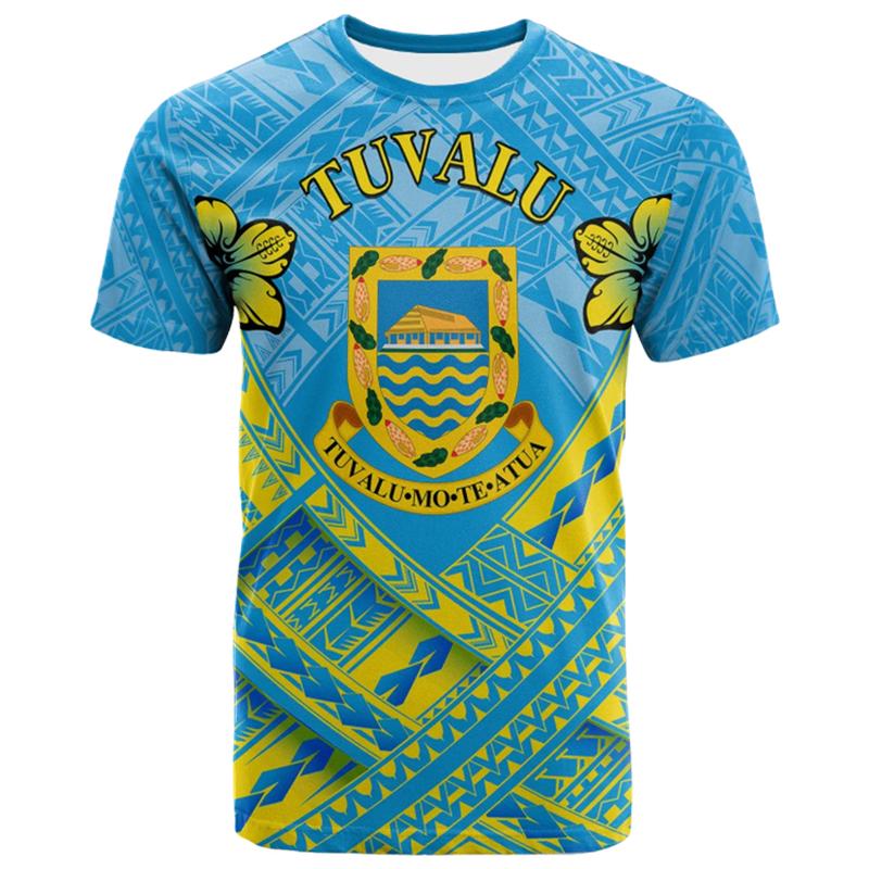 Tuvalu Men's T-shirts Casual Loose Round Neck TV National Flag Short Sleeve Tees Tops Clothing Oversized Tee Shirts Streetwear