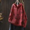 2025 Bo Jia Fan Flower Print Hooded Cotton Knit Sweater - Loose Fit, Autumn Style