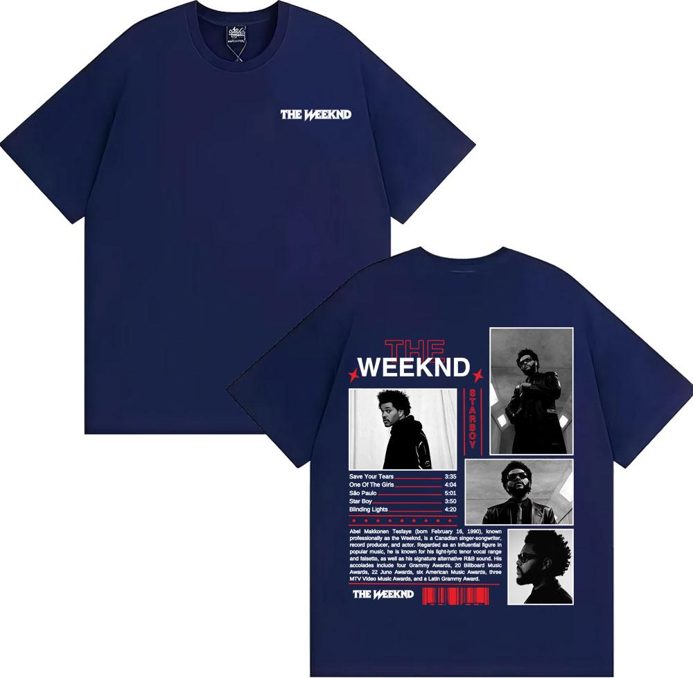 Rapper The Weeknd Starboy Album Cover T Shirt Unisexs Clothing Harajuku Punk Hip Hop Tshirts Unisex 100 Cotton Short Sleeve Tshirt