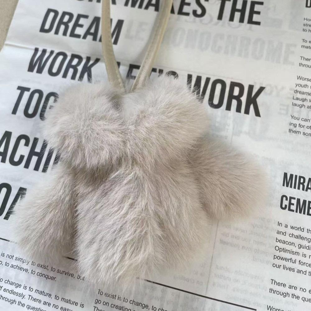 Unique Multipurpose Faux Rabbit Fur Keychain Clothing-Shaped Soft Fluffy Pendant Key Ring Cute Small Size Bag Charm Women