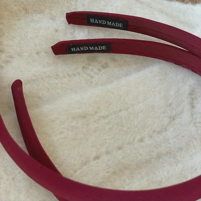 Bentita coreeană retro, roșu de vin, cu craniu înalt - Accesoriu pentru păr de Anul Nou de culoare uni