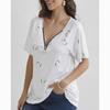 Spring Summer New Zipper Short Sleeve Shirt Women Tops Casual Love Print Pullover T-shirt Woman Fashion Elegant Loose Lady Blouse 24145