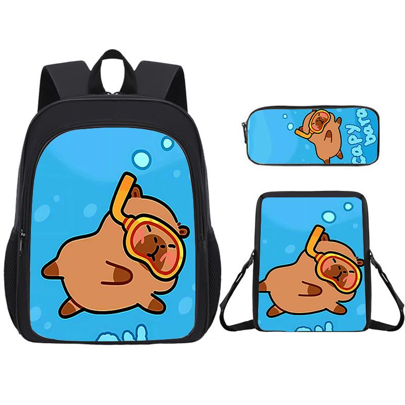 Capybara Kids Backpack And Pen Case With Lightweight Design For School And Day Trips