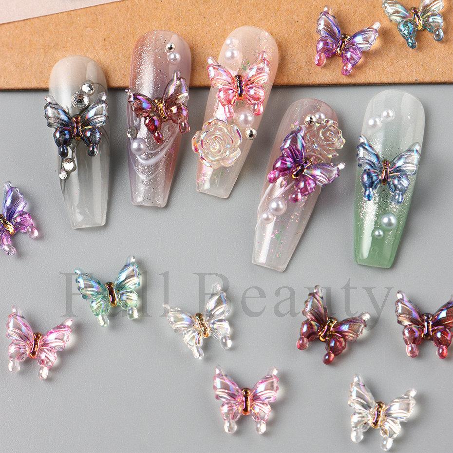 Nail Art Accessories Ins Summer Fairy Aurora Ice Transparent Butterfly Bag Three-dimensional Resin Nail Accessories