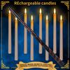 Flameless 1012Pcs Floating Candles with Magic Wand Flickering Warm Light LED Taper Candle for Christmas Halloween Party Decor
