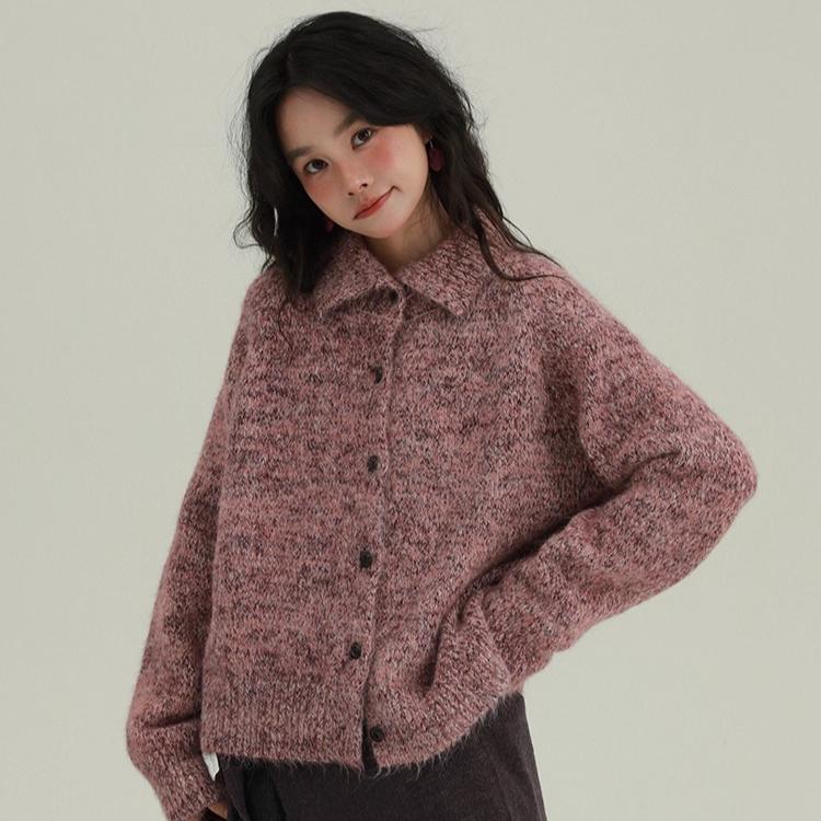 DIMANAF 2025 New Sweaters Buttons Turtleneck Cardigan Autumn Women Solid Knitting Loose