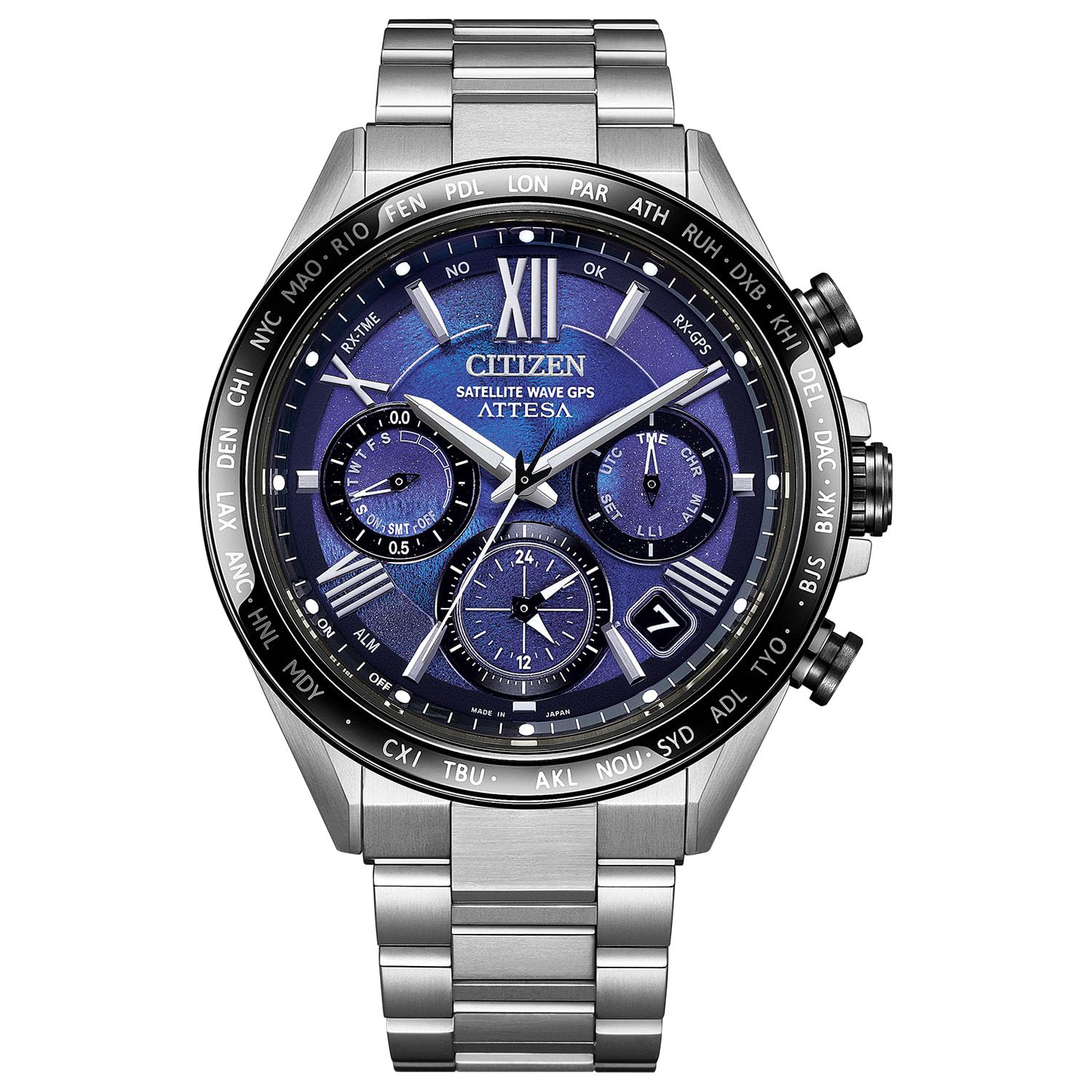 

Wristwatch ATTESA GPS Waterproof UNITE with BLUE Limited Edition Silver Blue Silver [Citizen] Light-powered Eco-Drive Radio-controlled CC4075-50L
