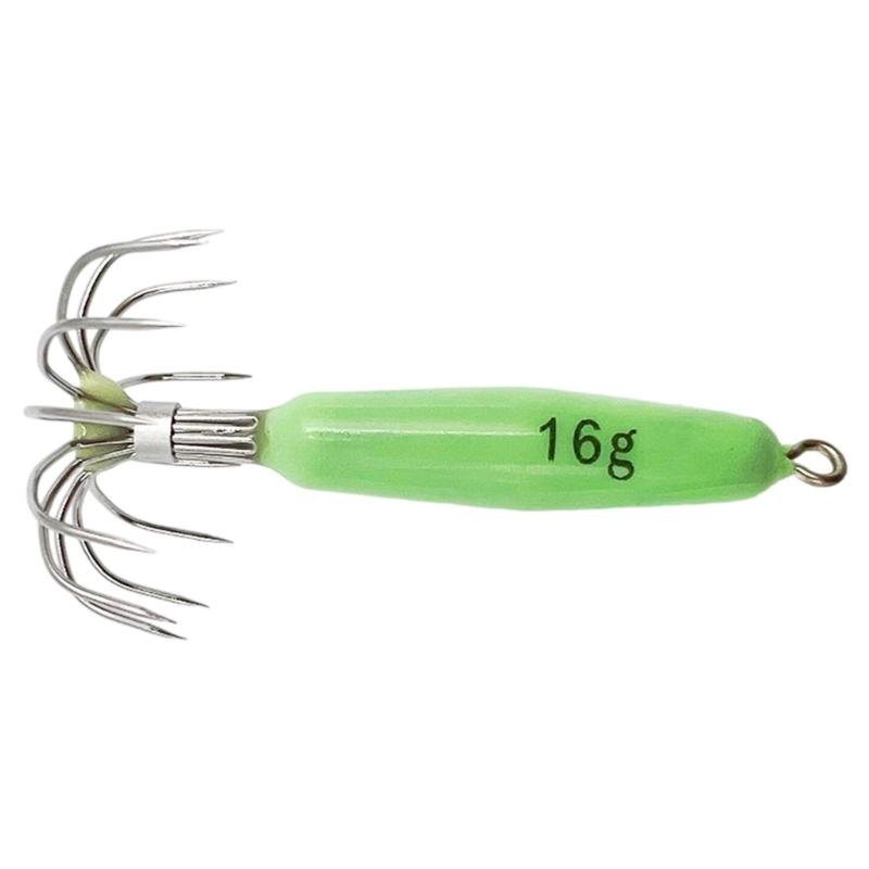 Multiple Hook Squid Fishing Lures Glow In Dark Coating Precisions Weight Marking For Performances