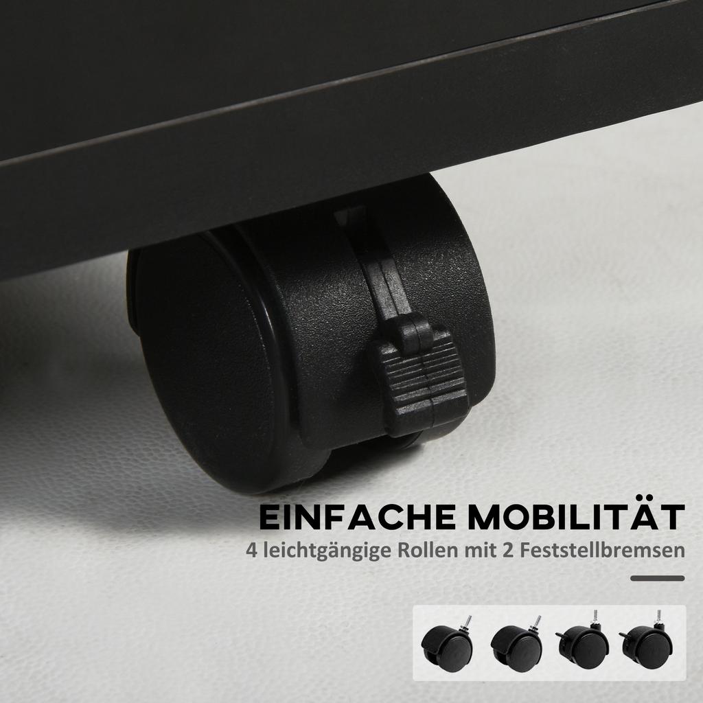 Rolling Cabinet Drawer Cabinet Container, 1 Compartment, 1 Shelf, 1 Drawer, 40 Cm X 35 Cm X 60 Cm, Black