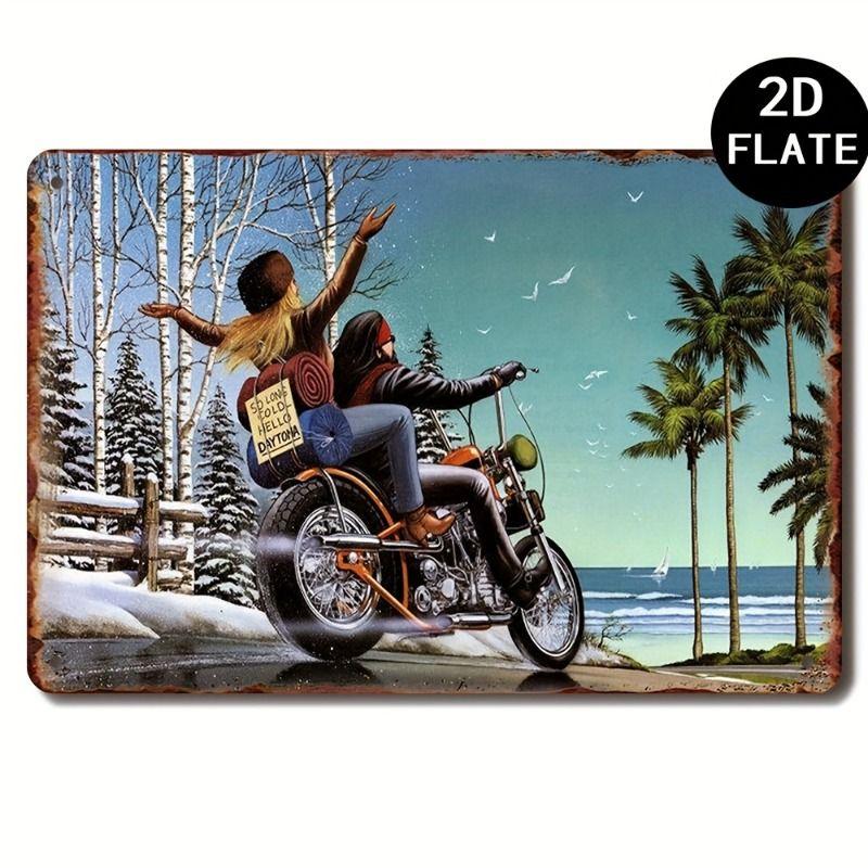 Road Theme Metal Tin Sign Wall Art Garage Man Cave Decor