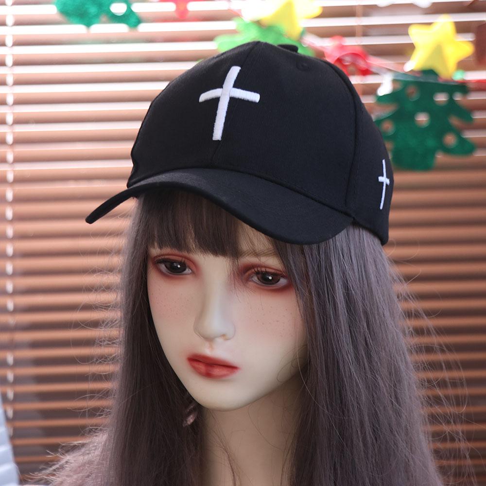 Casual Cross Baseball Cap Cotton Duck Tongue Cap Versatile Cross Embroidered Hat  Sports
