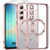 Case + 2 Tempered Glasses for Samsung Galaxy A27 5G, Protection with Pink Magnetic Ring Contour