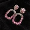 Silver Needle Luxury Rhinestone Hollow Square Stud Earrings - High-End Niche Design for Women