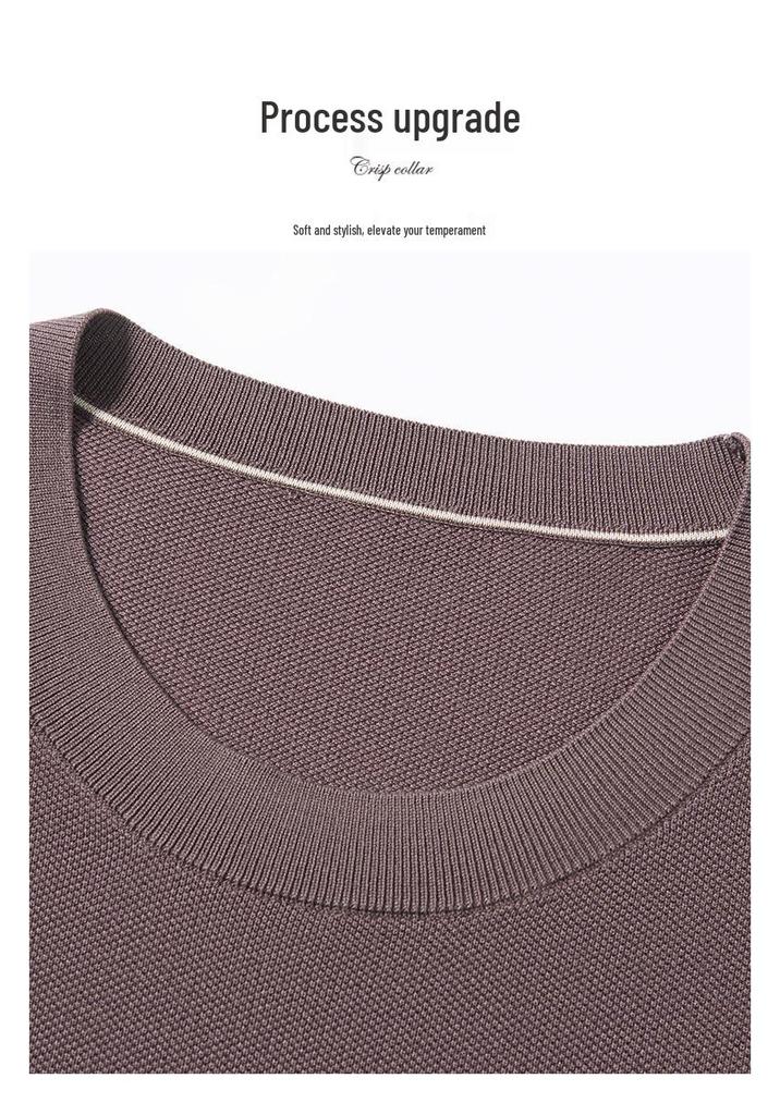 Men's Cool Breathable Tencel Lyocell Knit T-Shirt - Round Neck, Short Sleeves, Casual, Summer Silk Top