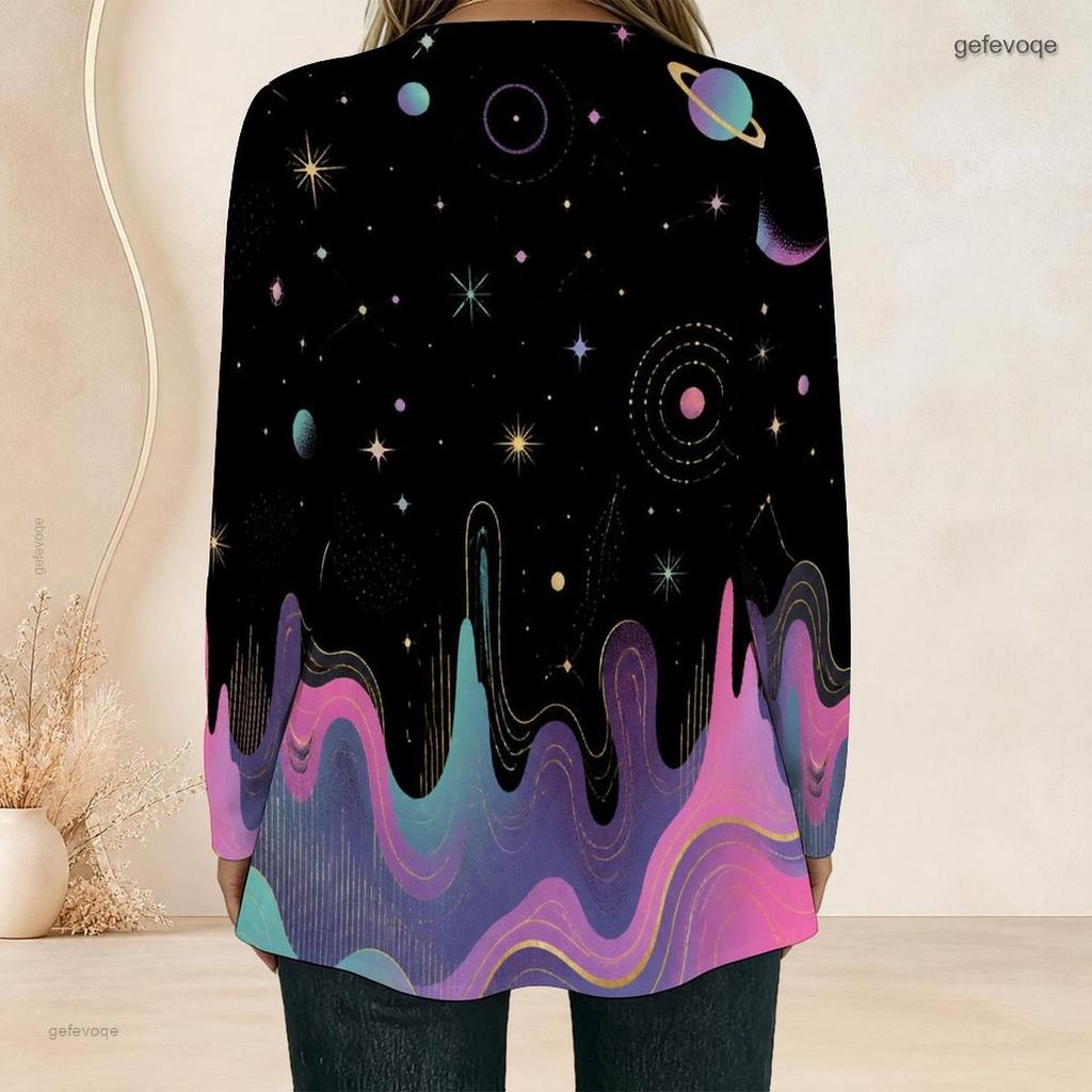 Women Plus Size Square Neck Long Sleeve T Shirt Vintage American Flag Star Stripe Print Double Layer Front Top
