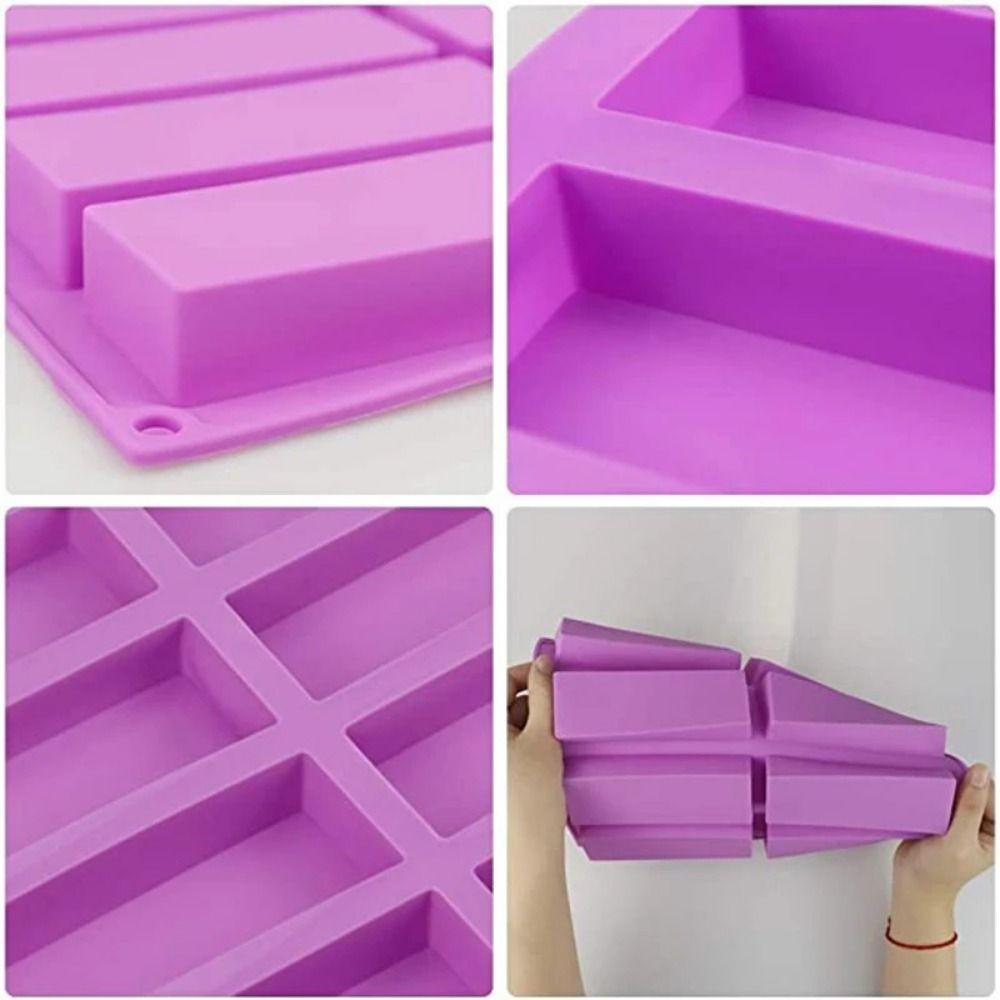 Rectangular Silicone Baking Mold 8 Cavity Loaf Pan Soft Energy Bar Maker  Muffin