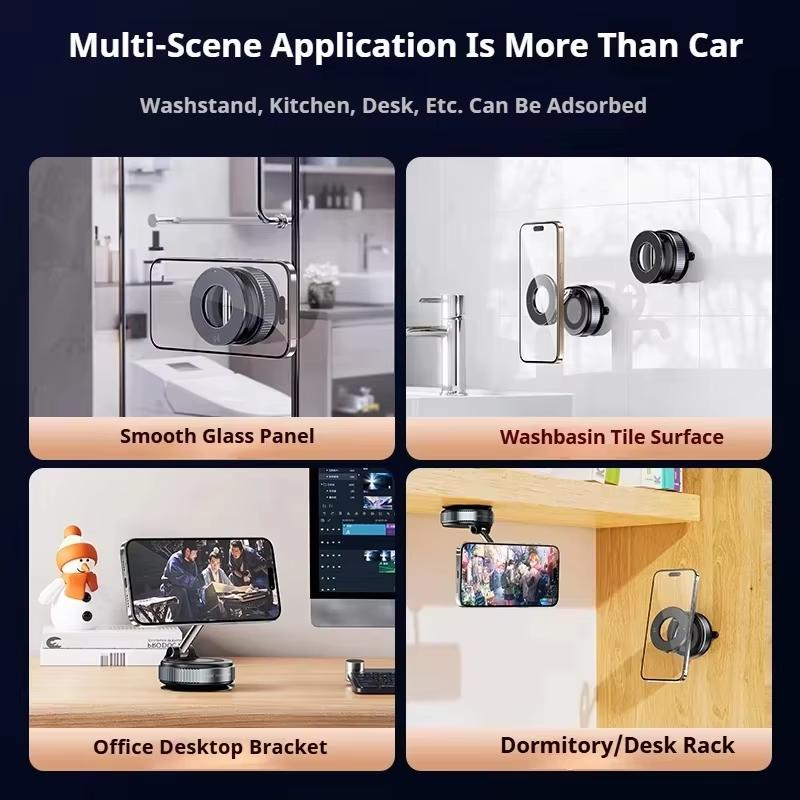 Multi-angles Car Phone Holder Suction Cup Vacuum Magnetic Phone Stand 360° Rotatable and Foldable Suction Phone Holder