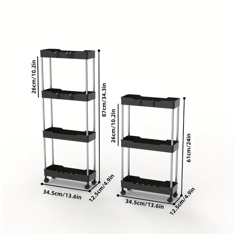 2025Bathroom Storage Rack With Wheels, 4 Layer Rolling Utility Cart, Bathroom Storage Organizer, Multi-purpose Utility Cart
