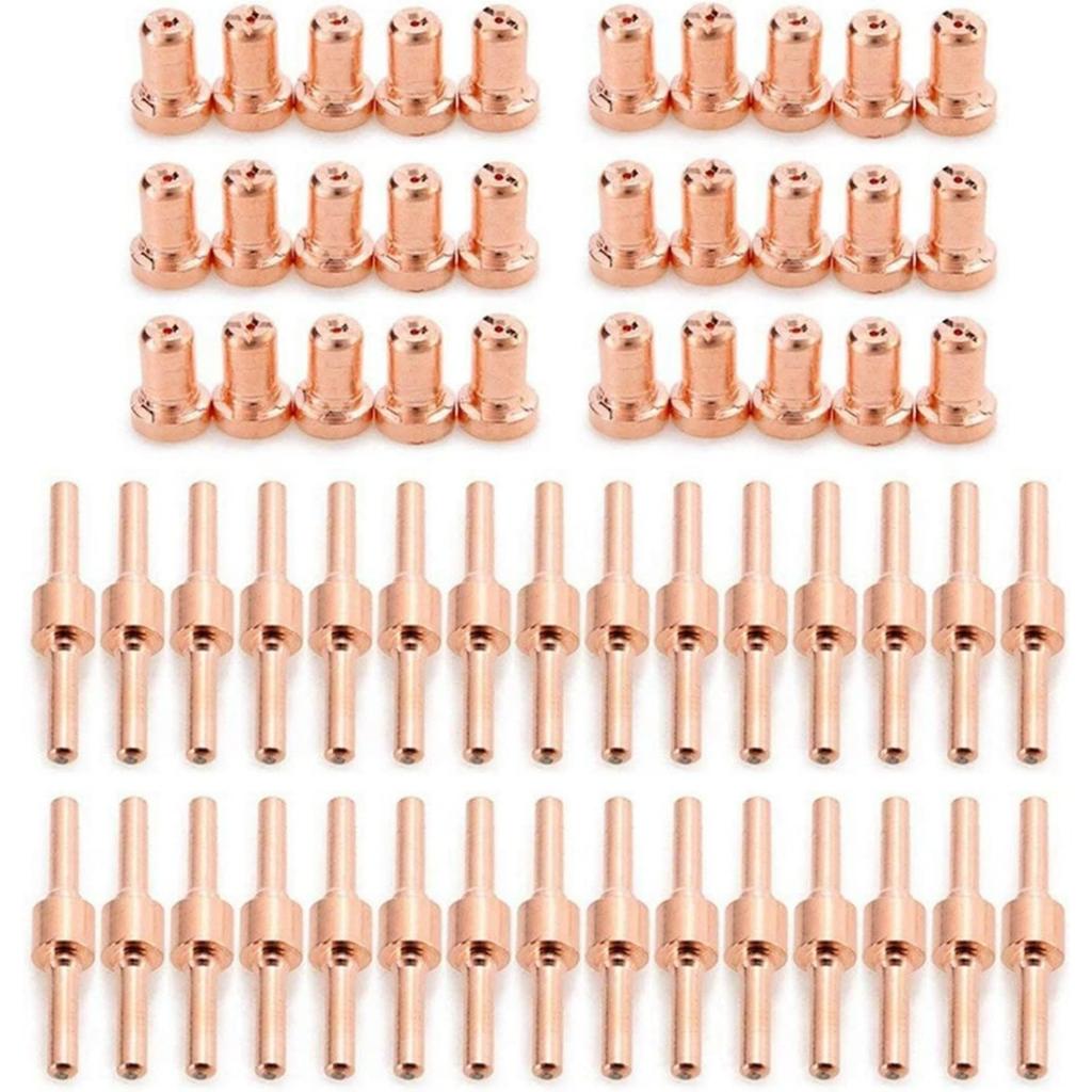 plasma cutter accessories 60pcs Red Copper Extended Long Plasma Cutter Tip Electrodes/Nozzles Kit Consumable for PT31 40A Cutting Welder Accessories